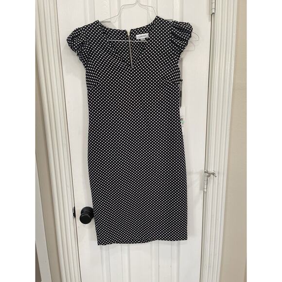NEW CALVIN KLEIN Dress Size 8 Polka Dot Midi NWT - Picture 1 of 8